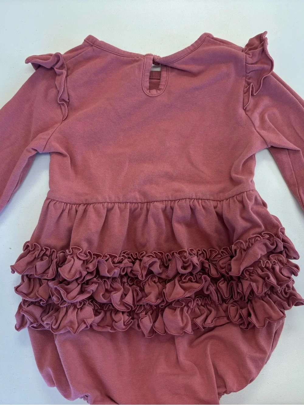 Mauve Pink Ruffle butts Long-Sleeve Baby Romper